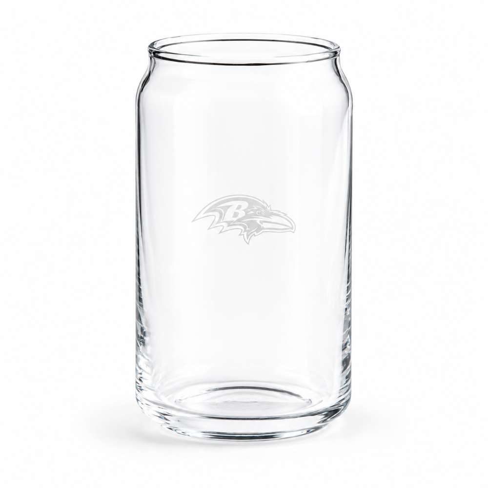 Baltimore Ravens Crate & Barrel Beer Can 16oz Glass, Set of 4 with NFL team logo