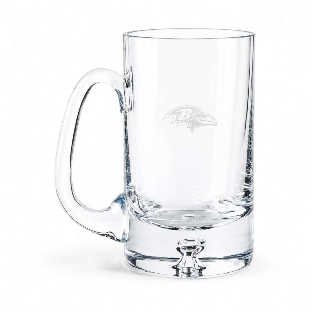 Baltimore Ravens Crate & Barrel Direction 22oz Hand-Blown Beer Mug, Set of 4 hand-blown glass with team logo
