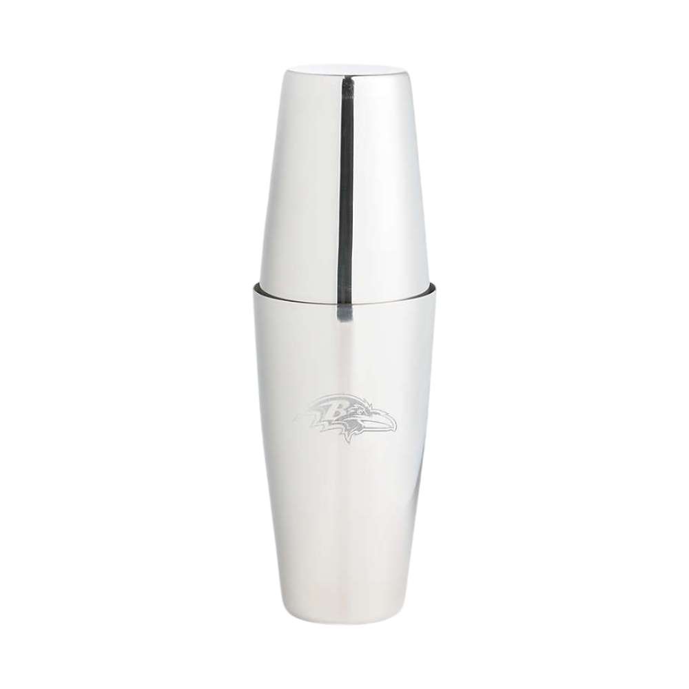 Baltimore Ravens Crate & Barrel Stainless Steel Boston Shaker with polished stainless steel finish