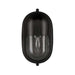 Black Crate & Barrel Maritime Black Outdoor Wall Sconce in matte black solid brass with a fluted glass shade, shown in the main product view