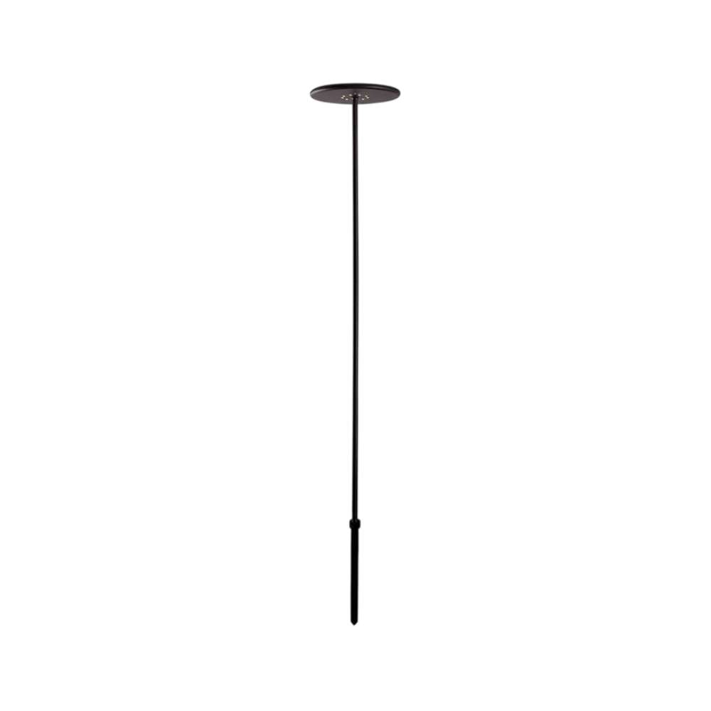 Black Crate & Barrel Zafferano Puck LED Outdoor Solar Lamp in black powdercoat cast aluminum with a tempered glass solar panel and glass diffuser, shown in the main product view