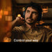Black Sonos Ace Wireless Headphones with Noise Cancellation a man wearing the headphones and touching one earcup in a warmly lit bar with the words Control your way across the bottom