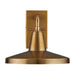 Brass Crate & Barrel Mariner Outdoor Wall Sconce in a straight-on front view of the antique brass fixture