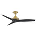 Brass/Black Crate & Barrel Fanimation Spitfire Walnut Indoor/Outdoor Ceiling Fan 48 inch without LED light in front view