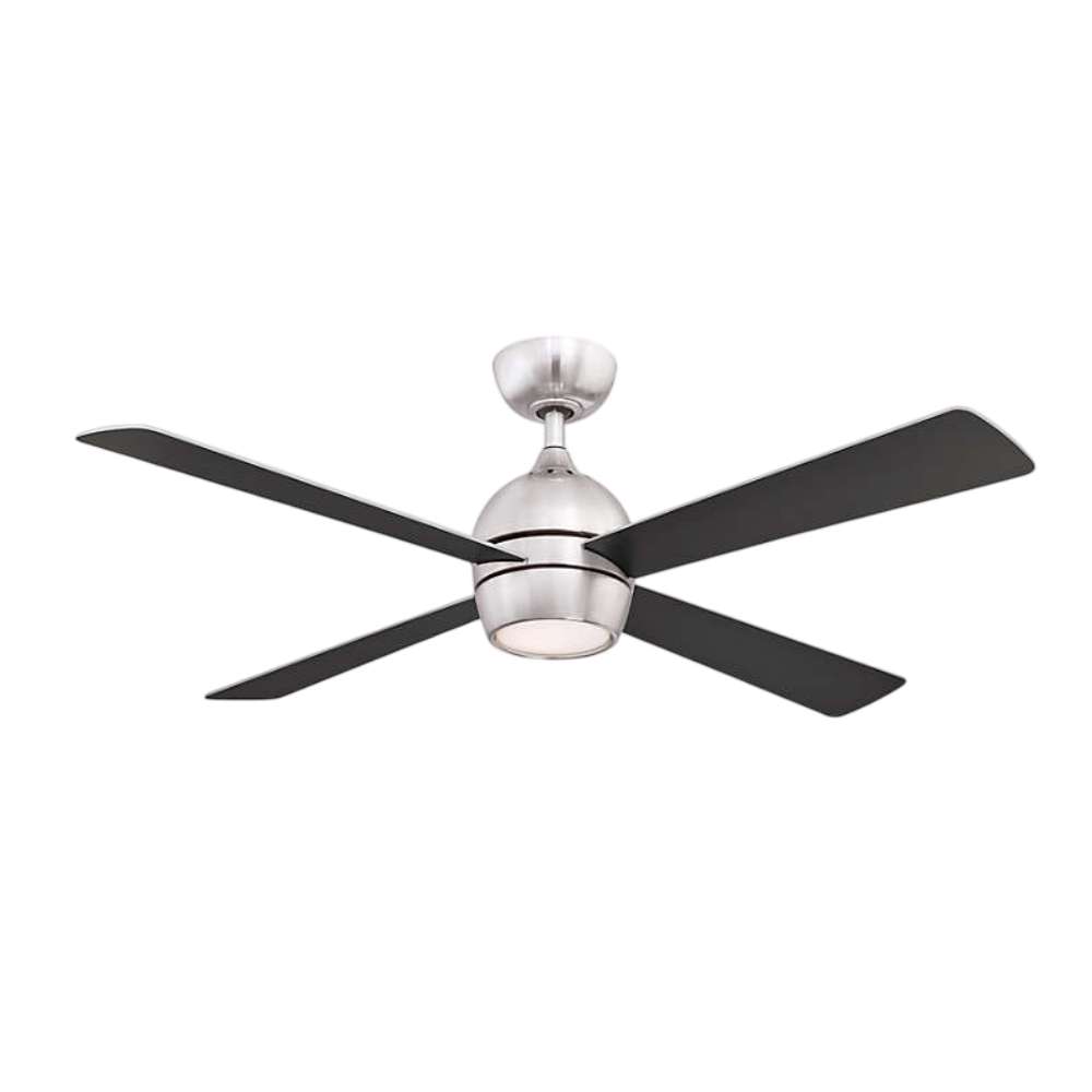 Brushed Nickel Crate & Barrel Fanimation Kwad 52 inch Ceiling Fan showing reverse blade detail close up