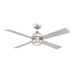 Brushed Nickel Crate & Barrel Fanimation Kwad 52 inch Ceiling Fan with reverse blades in front view