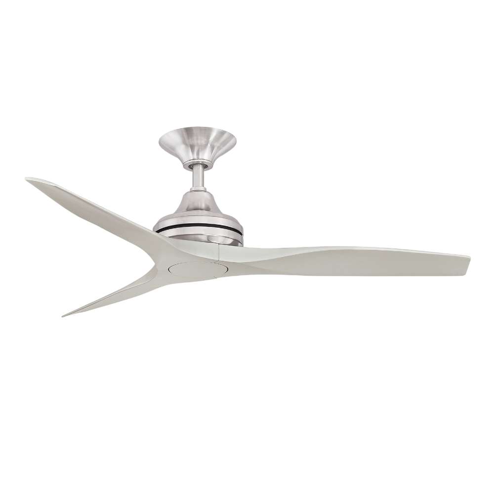 Brushed Nickel Crate & Barrel Fanimation Spitfire Walnut Indoor/Outdoor Ceiling Fan 48 inch without LED light in front view