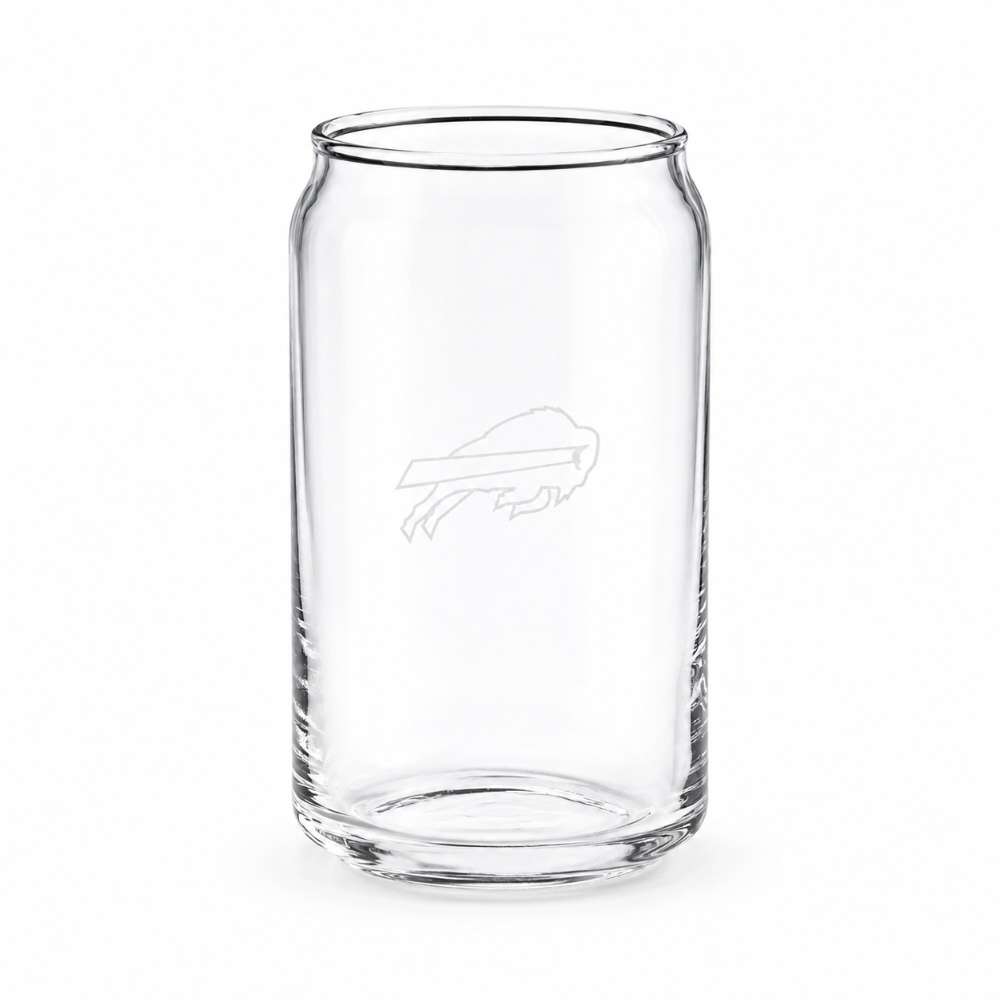 Buffalo Bills Crate & Barrel Beer Can 16oz Glass, Set of 4 with NFL team logo