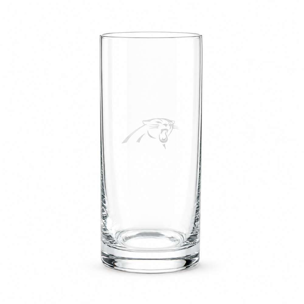 Carolina Panthers Crate & Barrel Aspen Highball Glass Set with NFL team logo on classic 18 oz glass