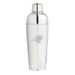 Carolina Panthers Crate & Barrel Easton Stainless Steel Cocktail Shaker with polished stainless steel and team logo design