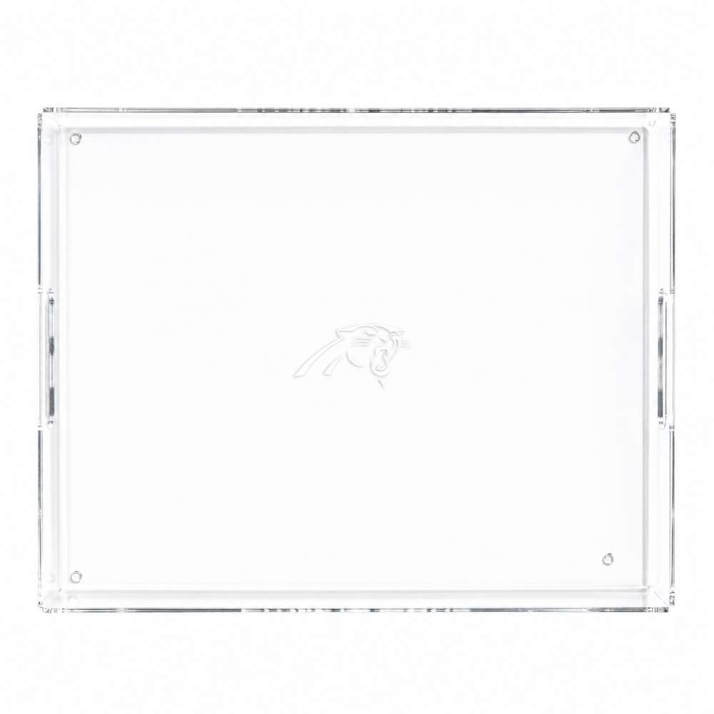 Carolina Panthers Crate & Barrel NFL Large Rectangle Acrylic Decorative Tray with team logo on white acrylic