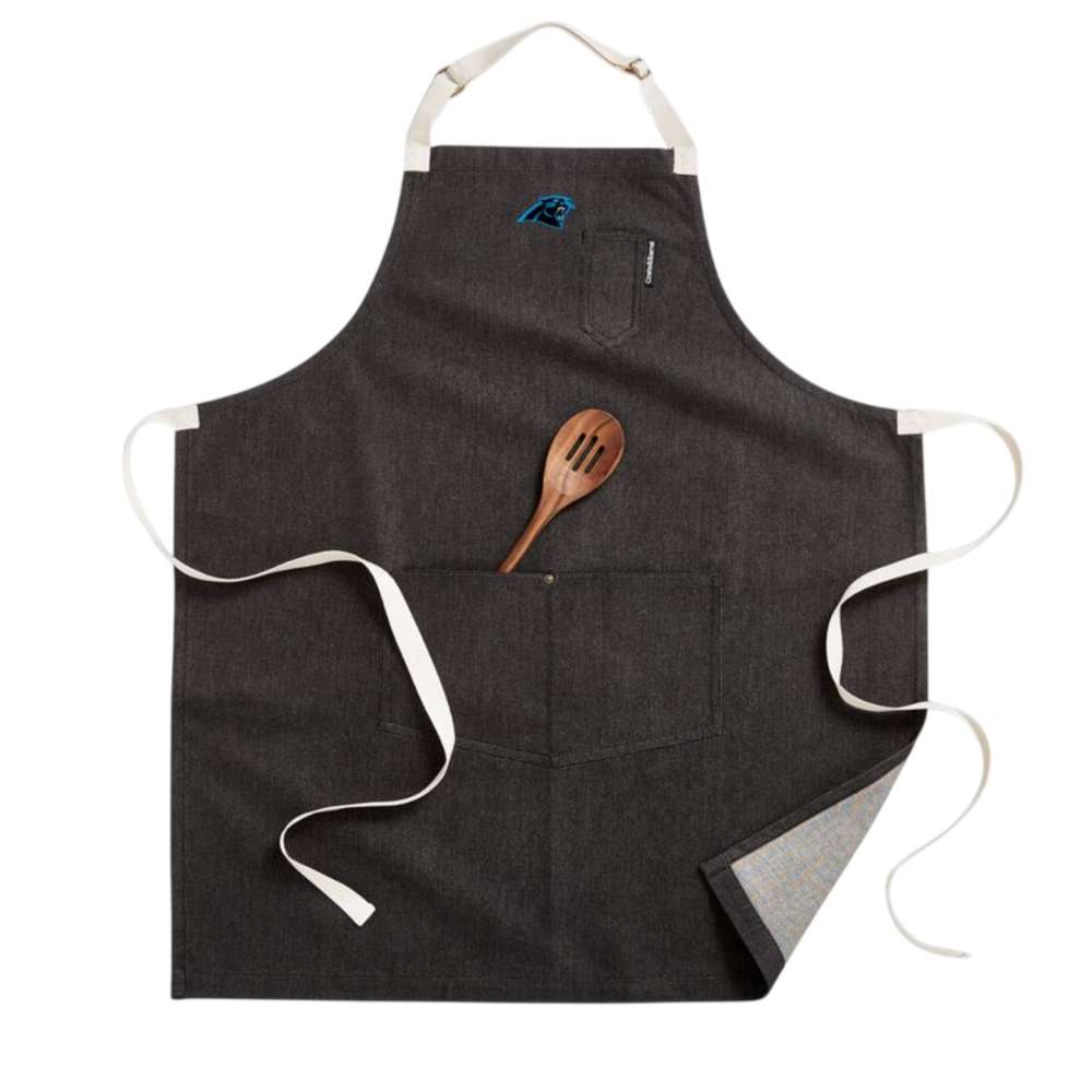Carolina Panthers Crate & Barrel NFL Organic Cotton Kitchen Apron with Pockets black organic cotton denim with adjustable straps and pockets