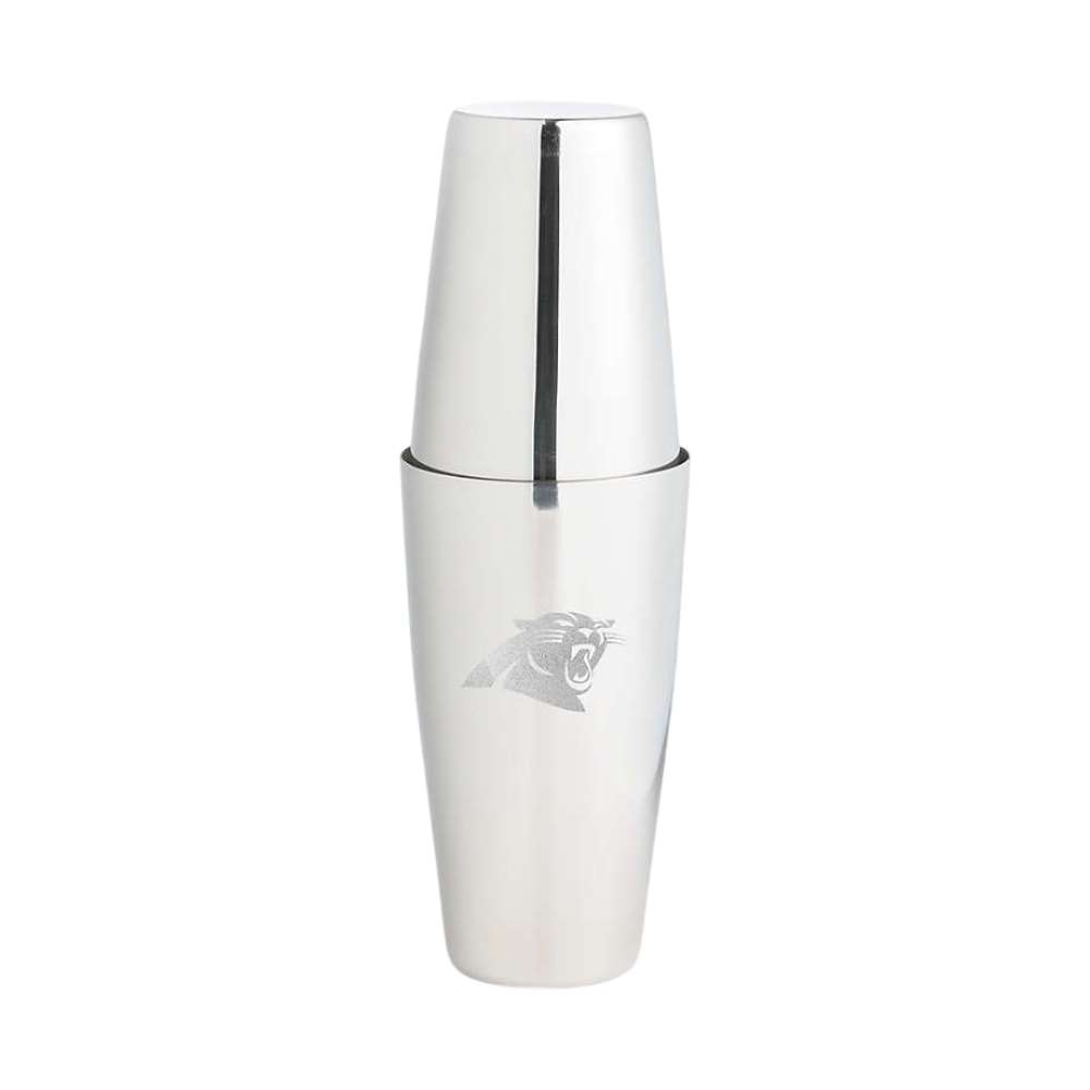 Carolina Panthers Crate & Barrel Stainless Steel Boston Shaker with polished stainless steel finish