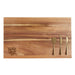 Chicago Bears Crate & Barrel Octavia Large Wood Board with acacia wood and stainless steel cheese knives