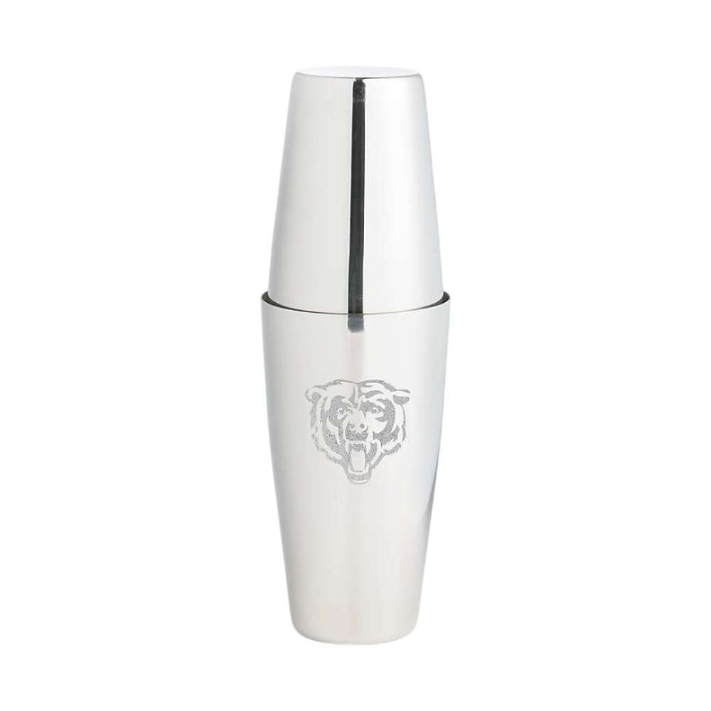 Chicago Bears Crate & Barrel Stainless Steel Boston Shaker with polished stainless steel finish