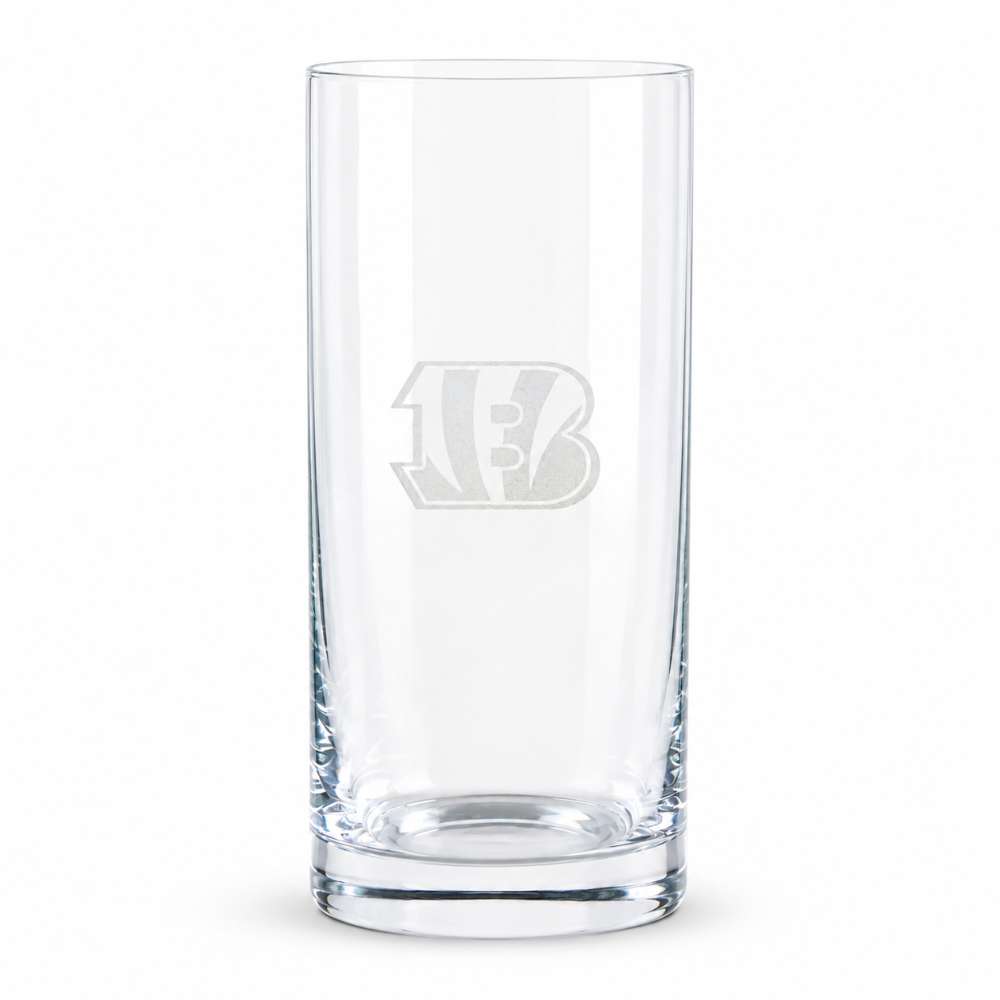 Cincinnati Bengals Crate & Barrel Aspen Highball Glass Set with NFL team logo on classic 18 oz glass