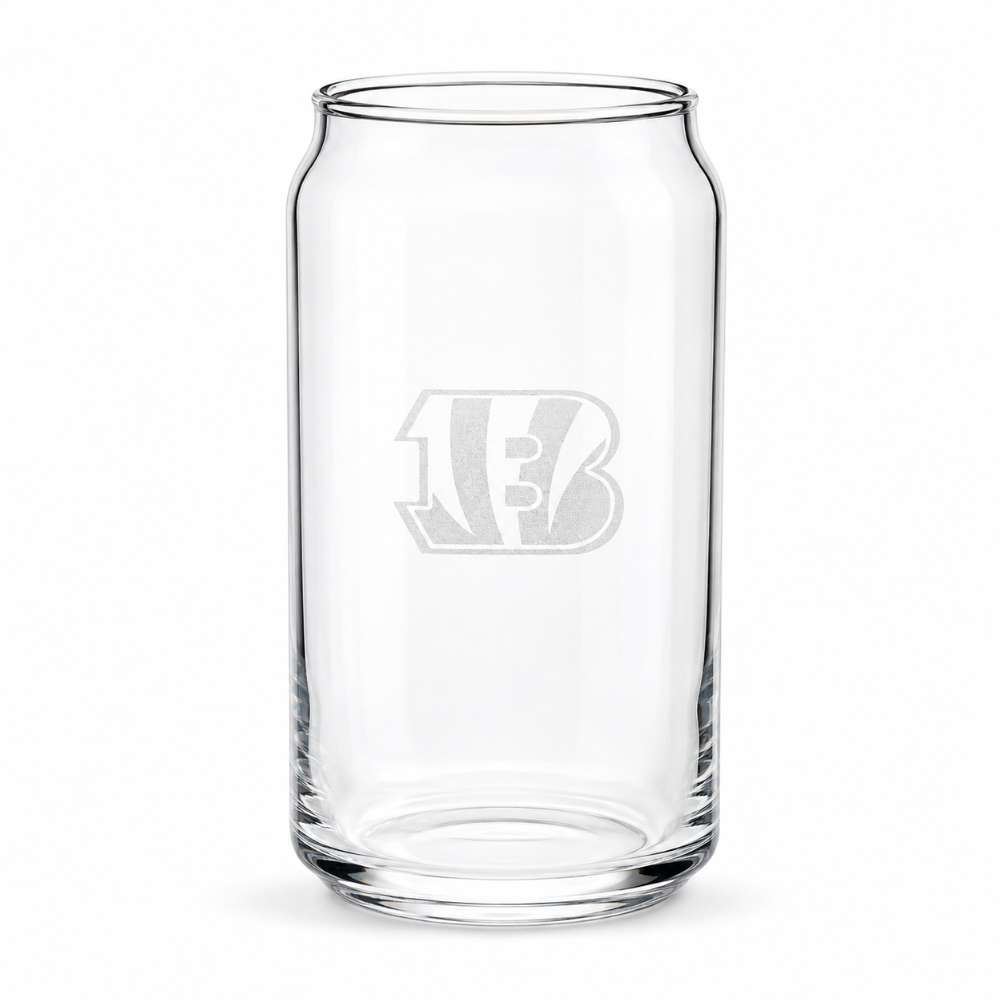 Cincinnati Bengals Crate & Barrel Beer Can 16oz Glass, Set of 4 with NFL team logo