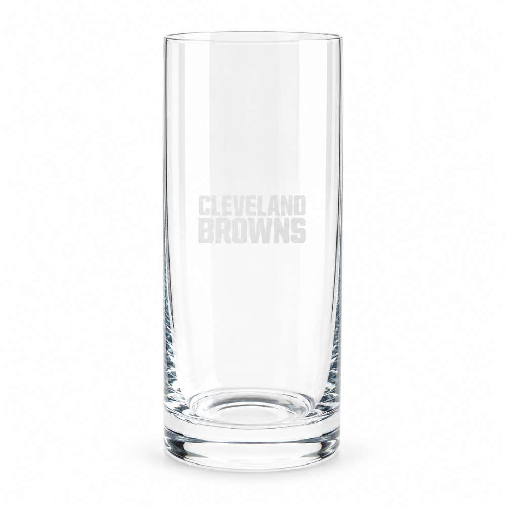 Cleveland Browns Crate & Barrel Aspen Highball Glass Set with NFL team logo on classic 18 oz glass