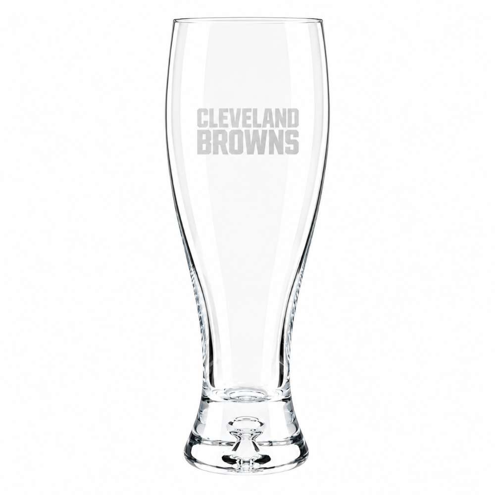 Cleveland Browns Crate & Barrel Direction 17oz Hand-Blown Pilsner Beer Glass, Set of 4 hand-blown glass with team logo