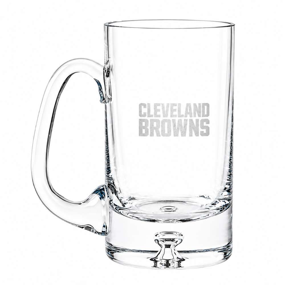 Cleveland Browns Crate & Barrel Direction 22oz Hand-Blown Beer Mug, Set of 4 hand-blown glass with team logo