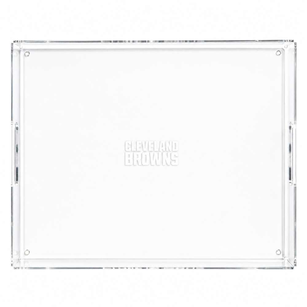 Cleveland Browns Crate & Barrel NFL Large Rectangle Acrylic Decorative Tray with team logo on white acrylic