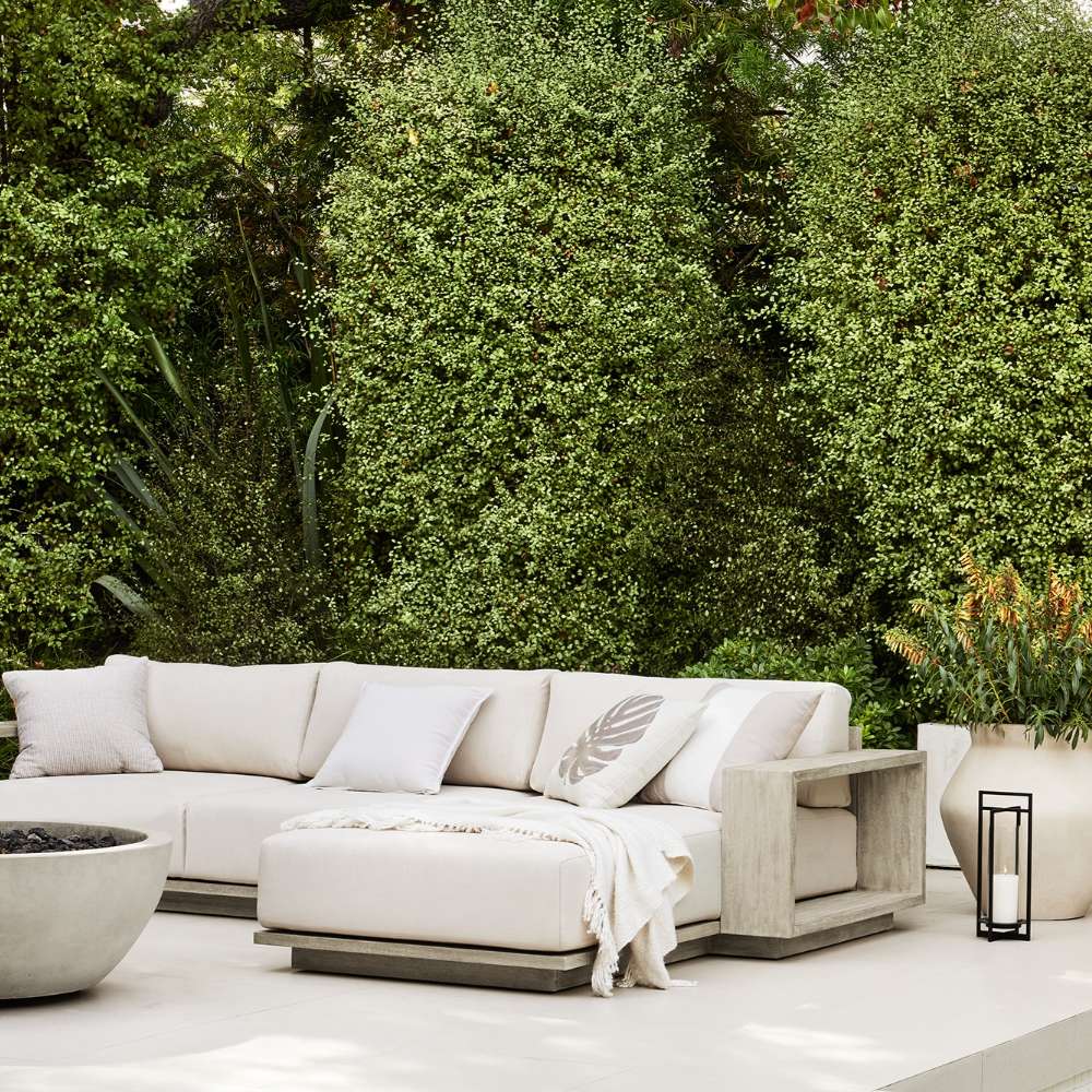 Crate & Barrel Dune Outdoor Lantern horizontal and vertical display showing geometric frame