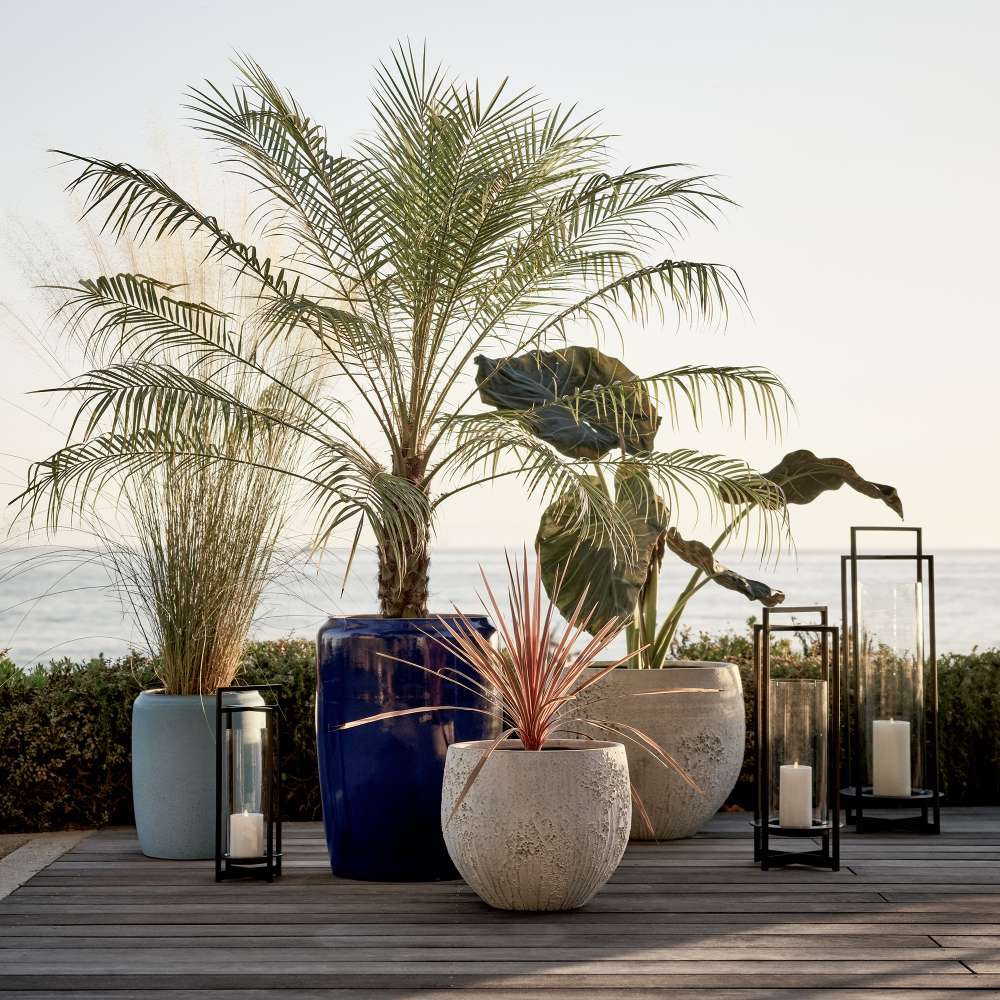 Crate & Barrel Dune Outdoor Lantern large size vertical styling for garden or patio
