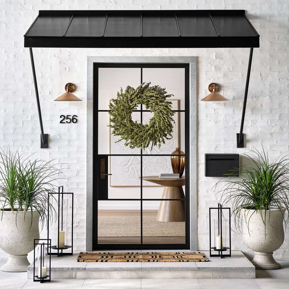 Crate & Barrel Dune Outdoor Lantern vertical product photography showing full lantern design