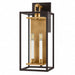 Crate & Barrel Lancaster Medium Outdoor Wall Sconce Light 24.25 inches in bronze with modern contemporary design for walls