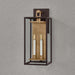 Crate & Barrel Lancaster Outdoor Wall Sconce Light detail showing bronze hardware and glass construction