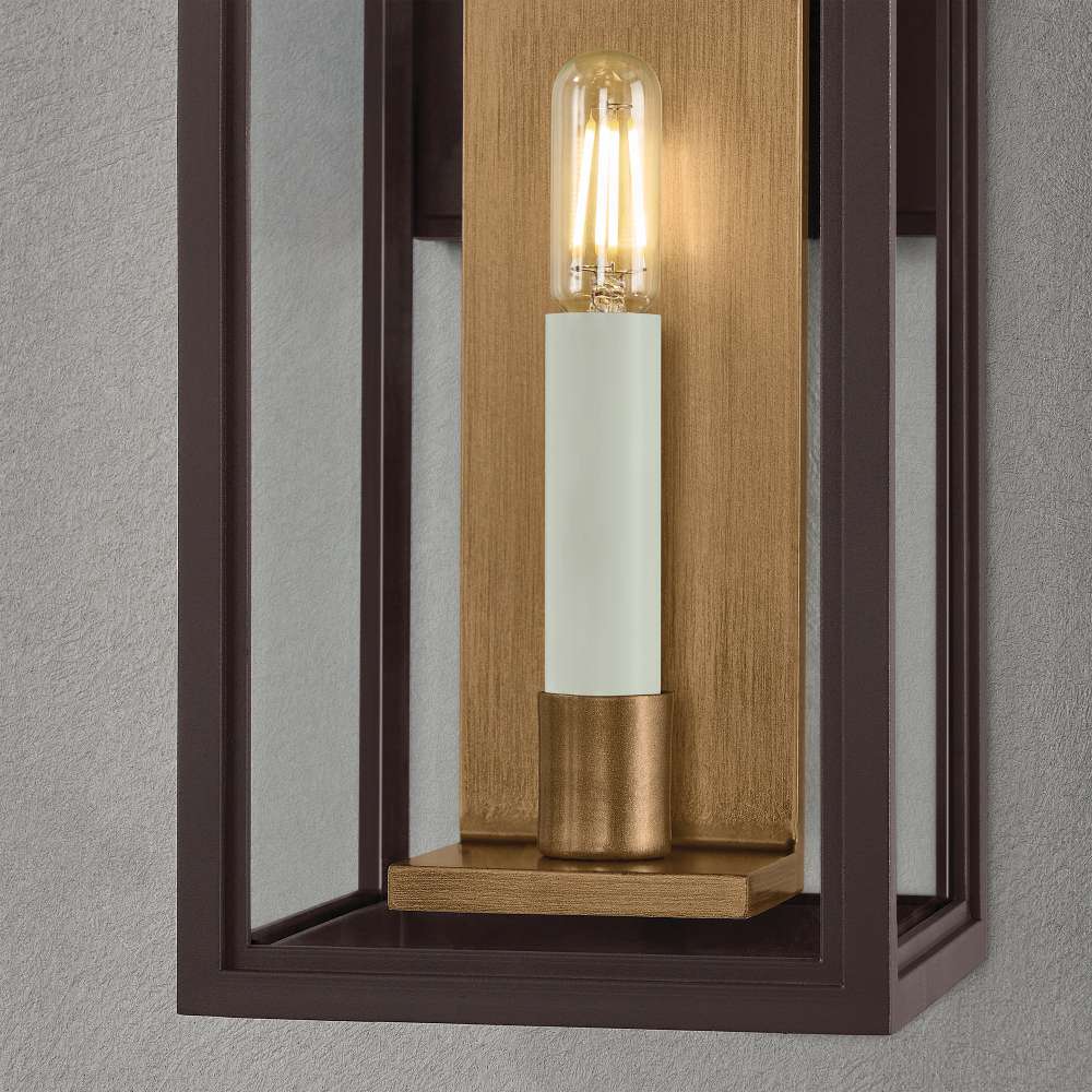Crate & Barrel Lancaster Outdoor Wall Sconce Light small size in bronze finish for entry or patio