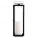Crate & Barrel Walker Black Metal Outdoor Lantern 30.25 inches in black iron with glass panes and geometric design for patio or mantel