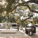 Crate & Barrel Walker Black Metal Outdoor Lantern horizontal view showing geometric frame design