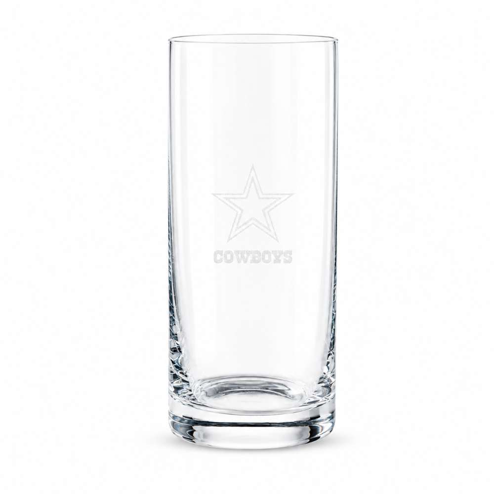 Dallas Cowboys Crate & Barrel Aspen Highball Glass Set with NFL team logo on classic 18 oz glass