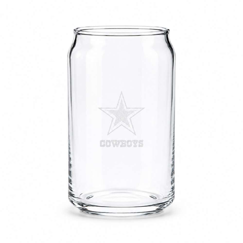 Dallas Cowboys Crate & Barrel Beer Can 16oz Glass, Set of 4 with NFL team logo