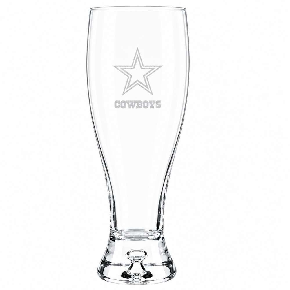 Dallas Cowboys Crate & Barrel Direction 17oz Hand-Blown Pilsner Beer Glass, Set of 4 hand-blown glass with team logo