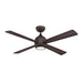 Dark Bronze Crate & Barrel Fanimation Kwad 52 inch Ceiling Fan with reverse blades in front view