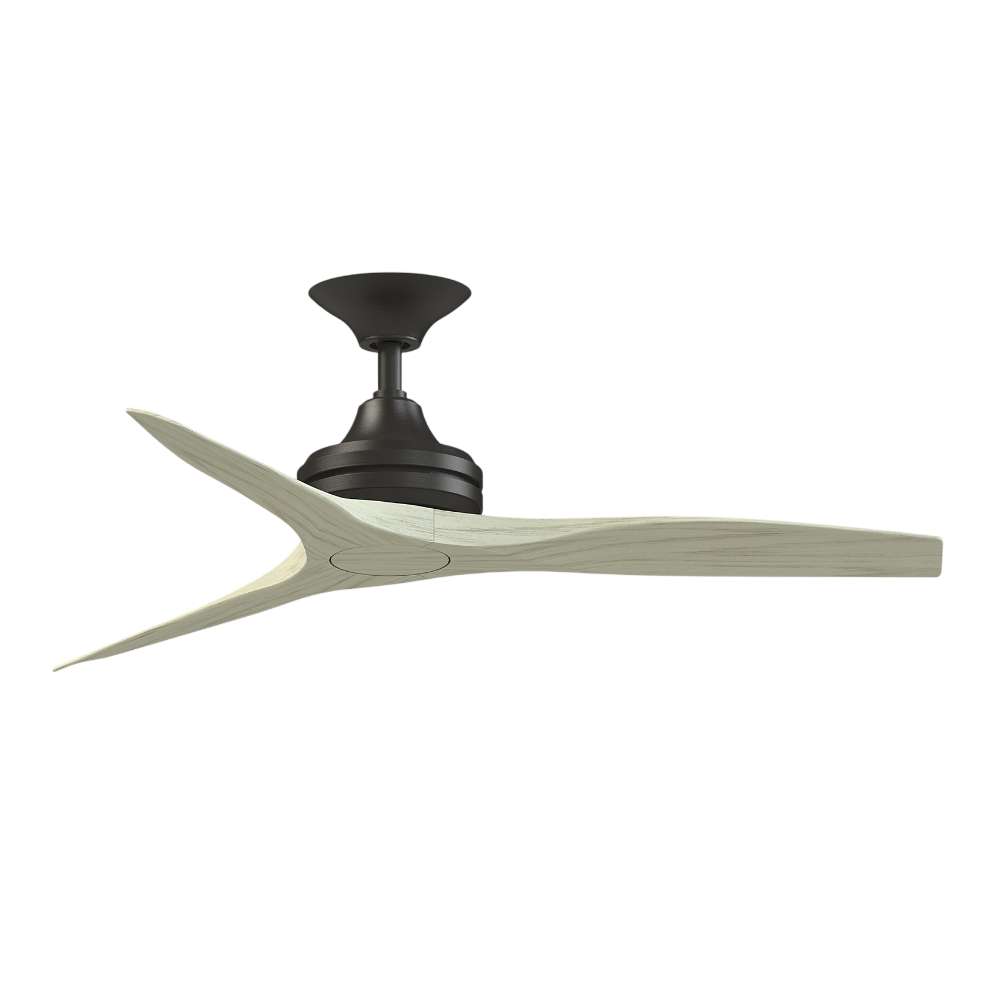 Dark Bronze/Light Oak Crate & Barrel Fanimation Spitfire Walnut Indoor/Outdoor Ceiling Fan 48 inch without LED light in front view