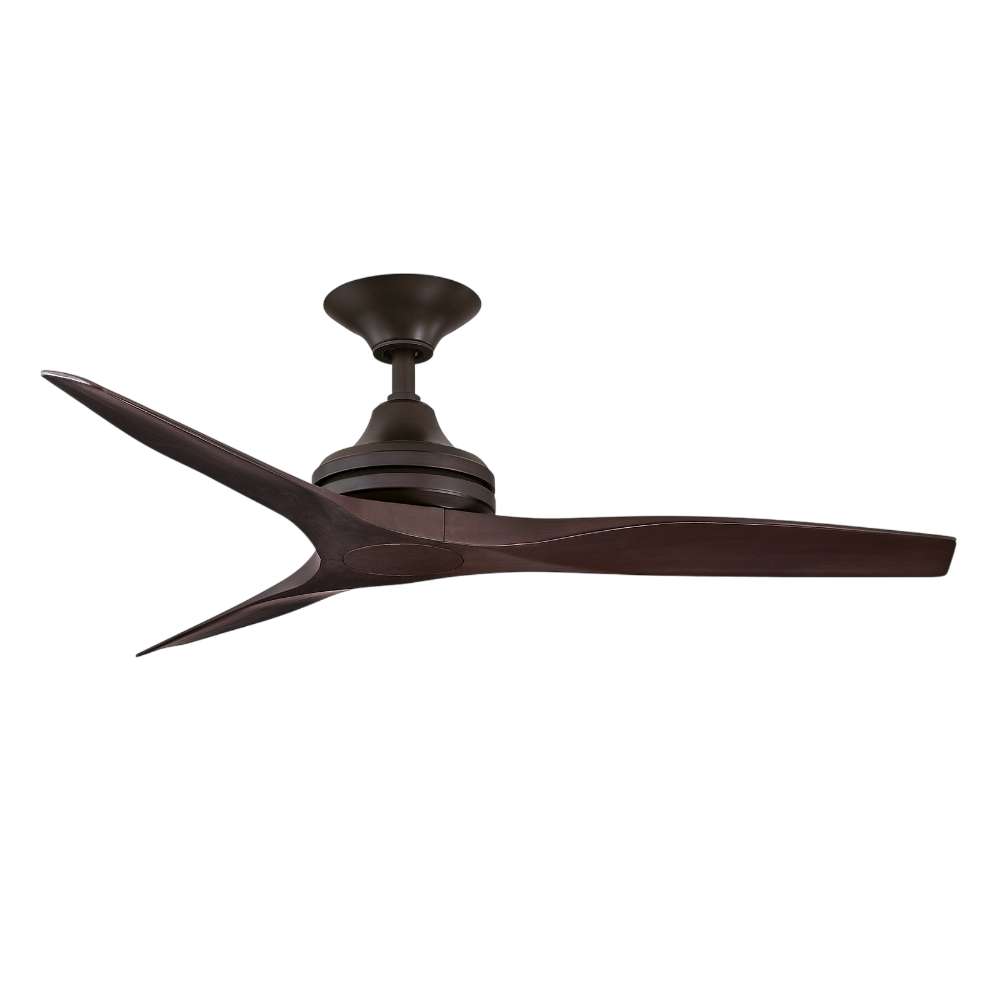 Dark Bronze/Walnut Crate & Barrel Fanimation Spitfire Walnut Indoor/Outdoor Ceiling Fan 48 inch without LED light in front view