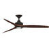 Dark Bronze/Whiskey Crate & Barrel Fanimation Spitfire Walnut Indoor/Outdoor Ceiling Fan 48 inch with LED light in front view