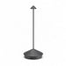 Dark Grey Crate & Barrel Pina Pro Metal Table Lamp by Zafferano America with a conical base, slender tube and mini taper shade