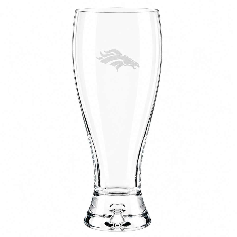 Denver Broncos Crate & Barrel Direction 17oz Hand-Blown Pilsner Beer Glass, Set of 4 hand-blown glass with team logo