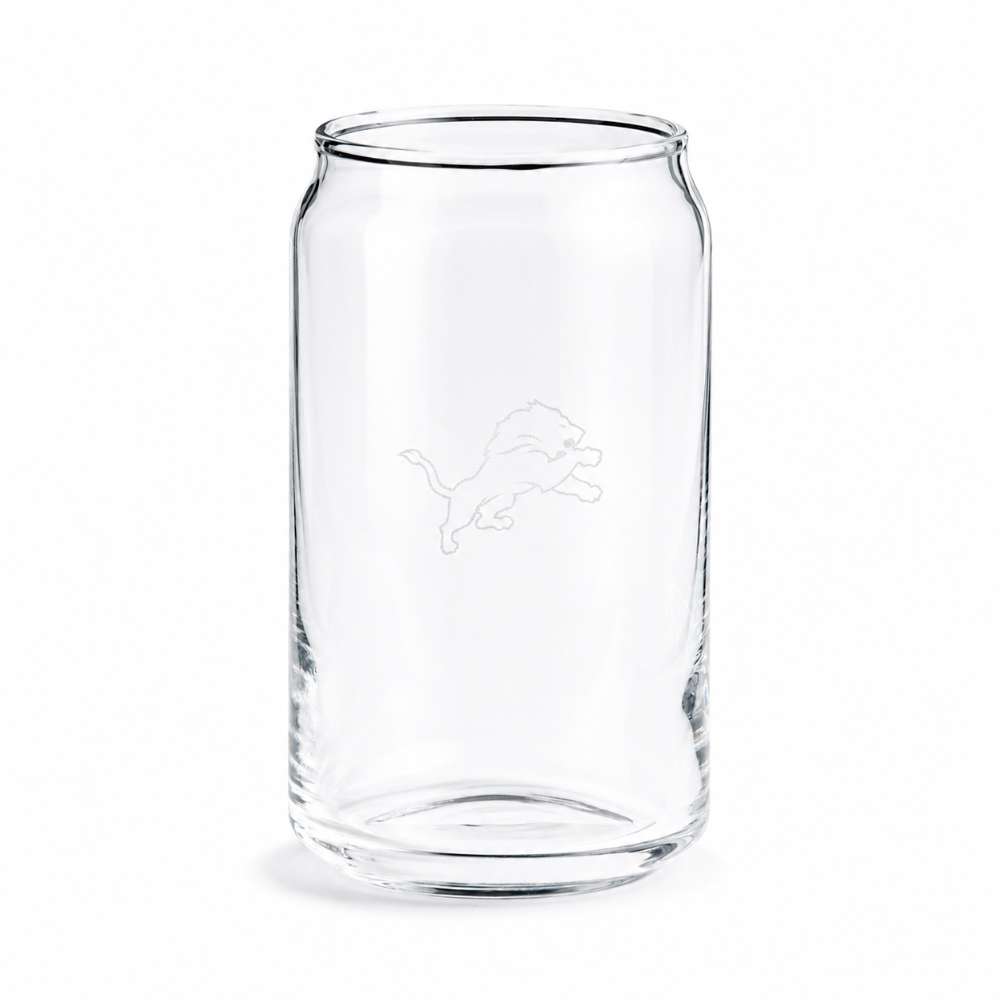 Detroit Lions Crate & Barrel Beer Can 16oz Glass, Set of 4 with NFL team logo