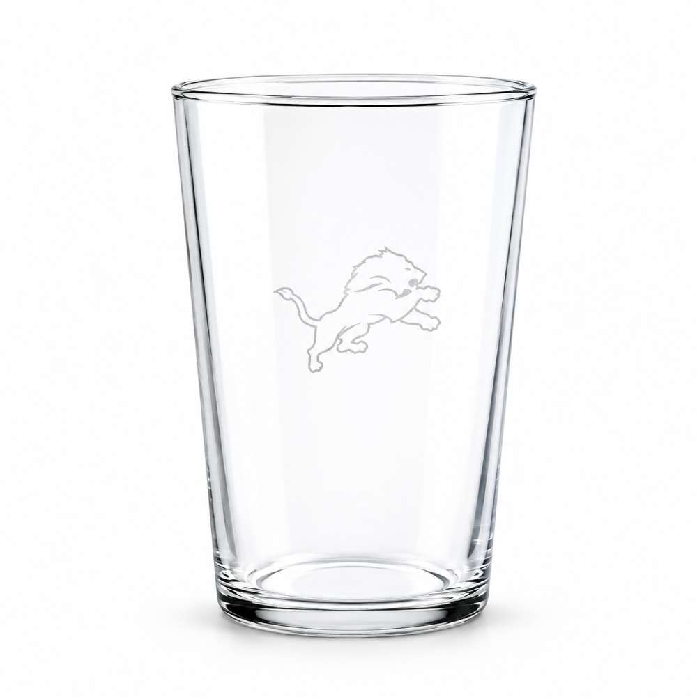 Detroit Lions Crate & Barrel Bodega 17oz Highball Glass, Set of 4 with clear glass and team logo