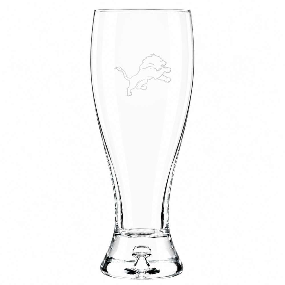 Detroit Lions Crate & Barrel Direction 17oz Hand-Blown Pilsner Beer Glass, Set of 4 hand-blown glass with team logo