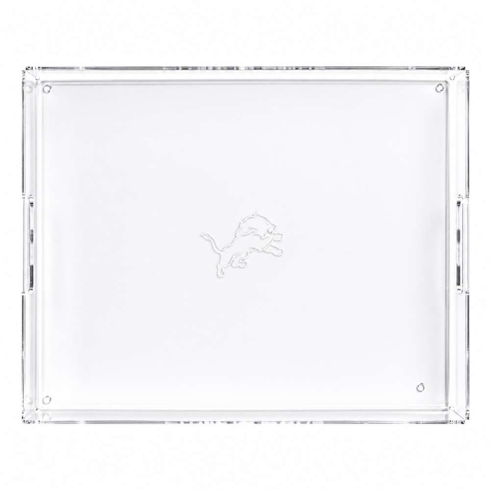 Detroit Lions Crate & Barrel NFL Large Rectangle Acrylic Decorative Tray with team logo on white acrylic