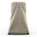 Gozney Arc Pizza Oven + Stand Cover on white from the back with the plain stone-colored panel and the drawstring hem above the casters.