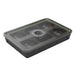 Gozney Pizza Dough Tray angled view on white of the empty black tray with its clear lid in place and the round dial set into the lid.