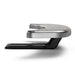 Gozney Tread Mantel in profile on white showing the stainless shelf above the black mount with its crescent cutout.