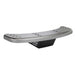Gozney Tread Mantel on white seen from the front showing the curved stainless ledge with its slotted pattern and the black bracket beneath.